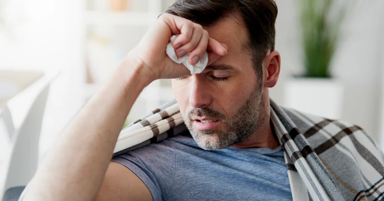 Man with flu symptoms
