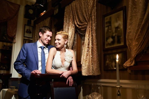 Wedding couple in formal attire